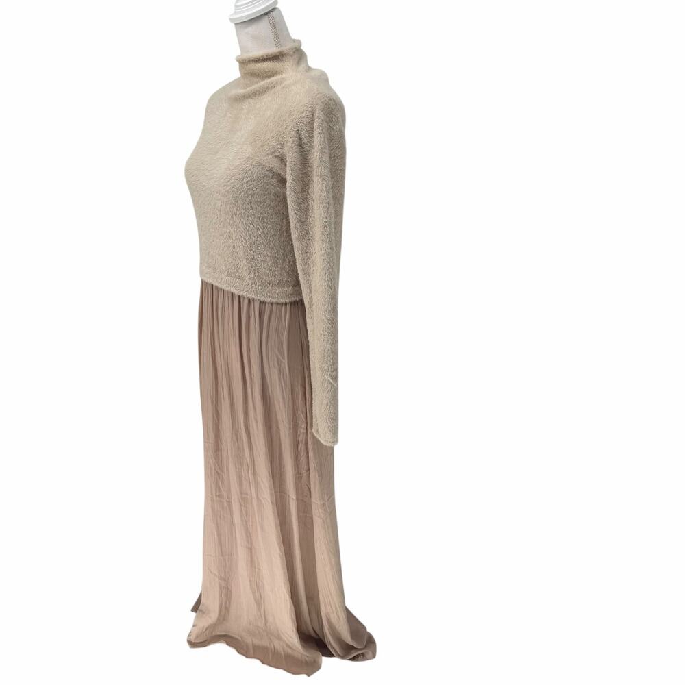 Rachel Zoe Mixed Media Sweater Maxi Dress w/ Pleated Skirt Medium - Picture 3 of 7